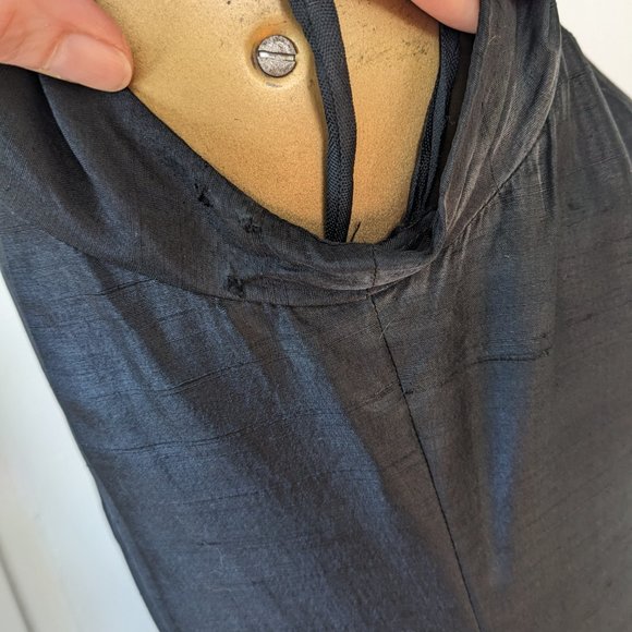 1950's Black Silk Wiggle Dress Size XS - Picture 6 of 8